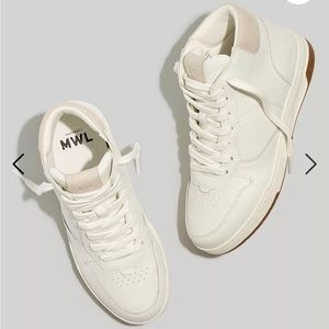 Madewell court high-top sneakers in antique white and multi